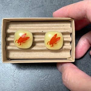 Pair of handmade glass cuff links